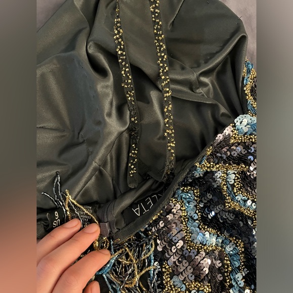 Aleta Couture 721 Fringe Mini - Black/Mercury - Sz 6 - Picture 8 of 10